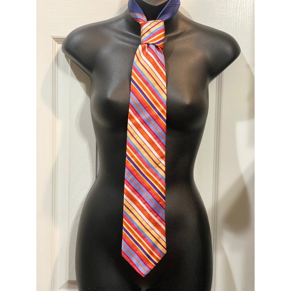 Tommy Hilfiger Mens Necktie Striped Silk Tie Career Business Party